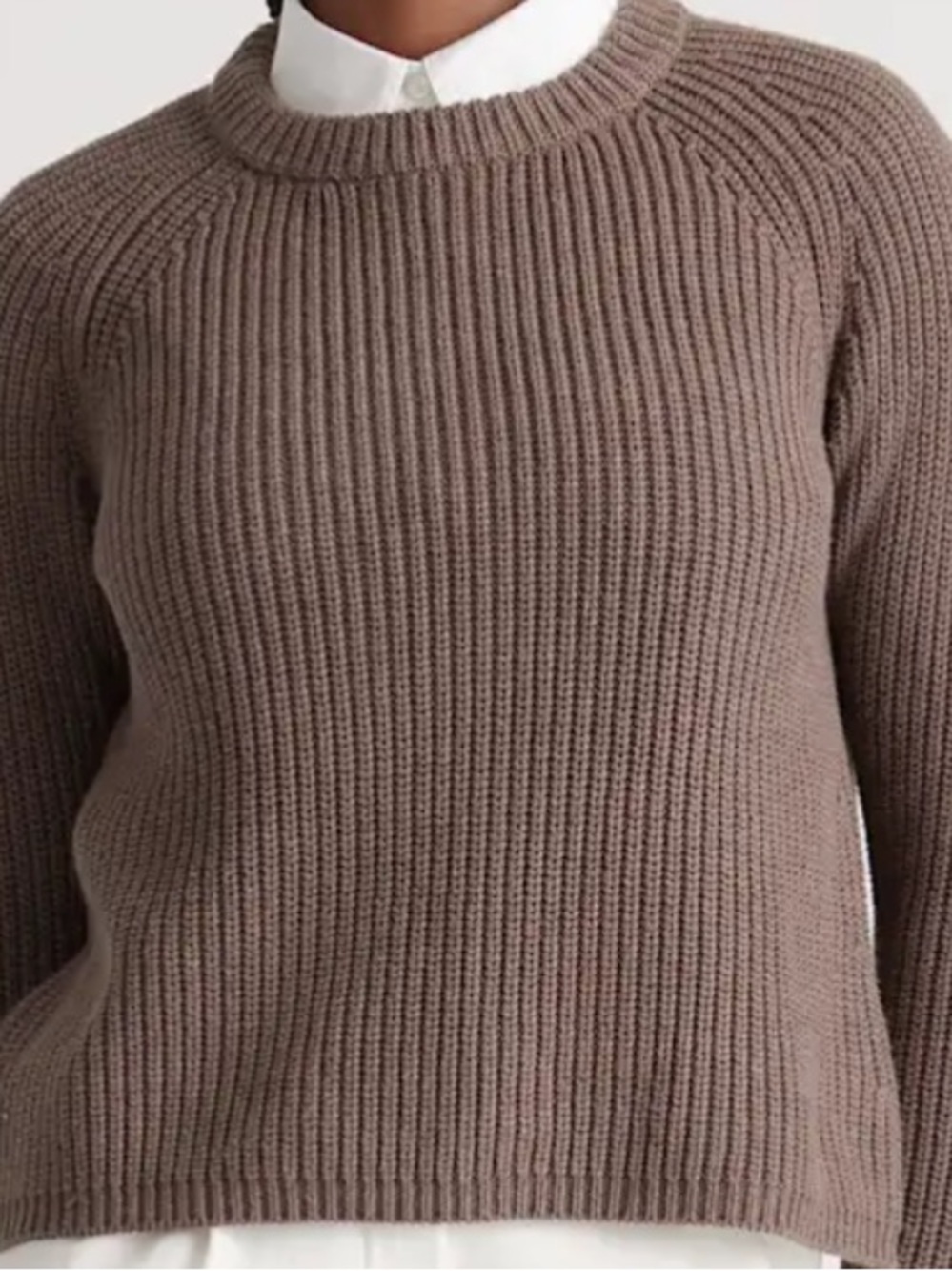 Quince Women's 100% Organic Cotton Fisherman Crew Sweater Heathered Brown S L